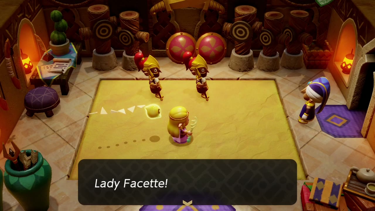The soldiers greet Lady Facette as she enters the training room. The soldiers greet Lady Facette as she enters the training room.