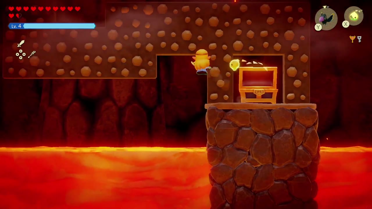 Eldin Temple Dungeon - The Legend of Zelda: Echoes of Wisdom Walkthrough 41 Lava floods up beneath the big chest alcove the moment Zelda takes the Eldin Temple Big Key.
