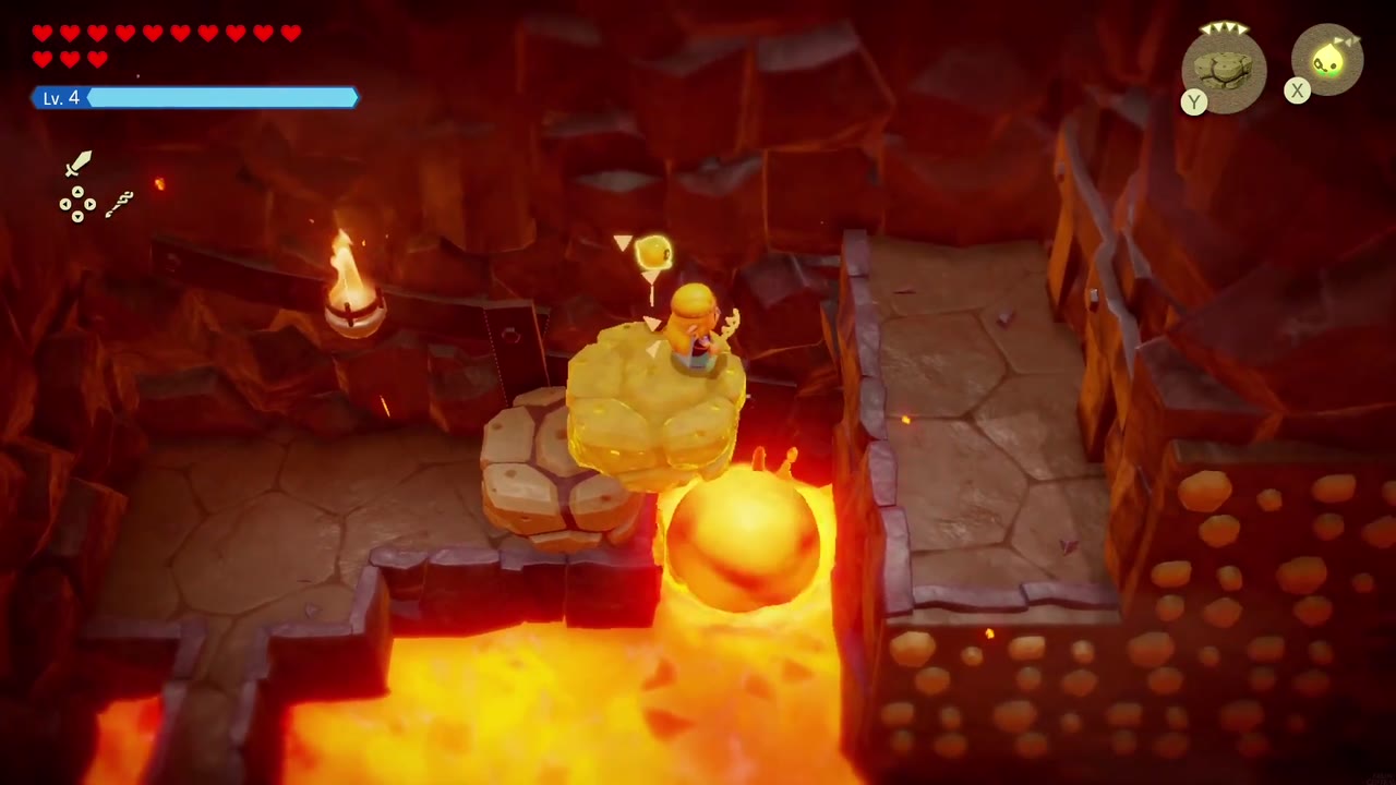 A Mountainous Mystery - The Legend of Zelda: Echoes of Wisdom Walkthrough 9 Zelda stands on a Lava Rock in the first lava chamber of Summit Cave.