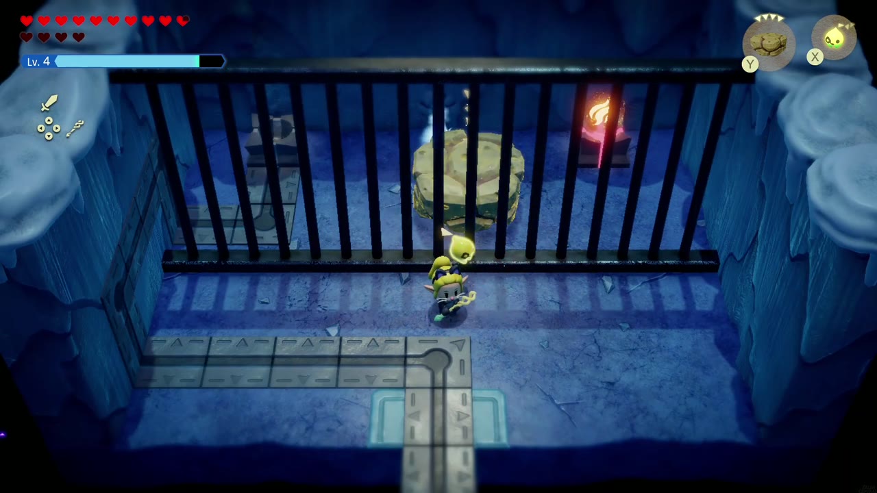 Lanayru Temple Dungeon - The Legend of Zelda: Echoes of Wisdom Walkthrough 14 A Lava Rock echo sits on top of the ice geyser behind the bars, plugging it.