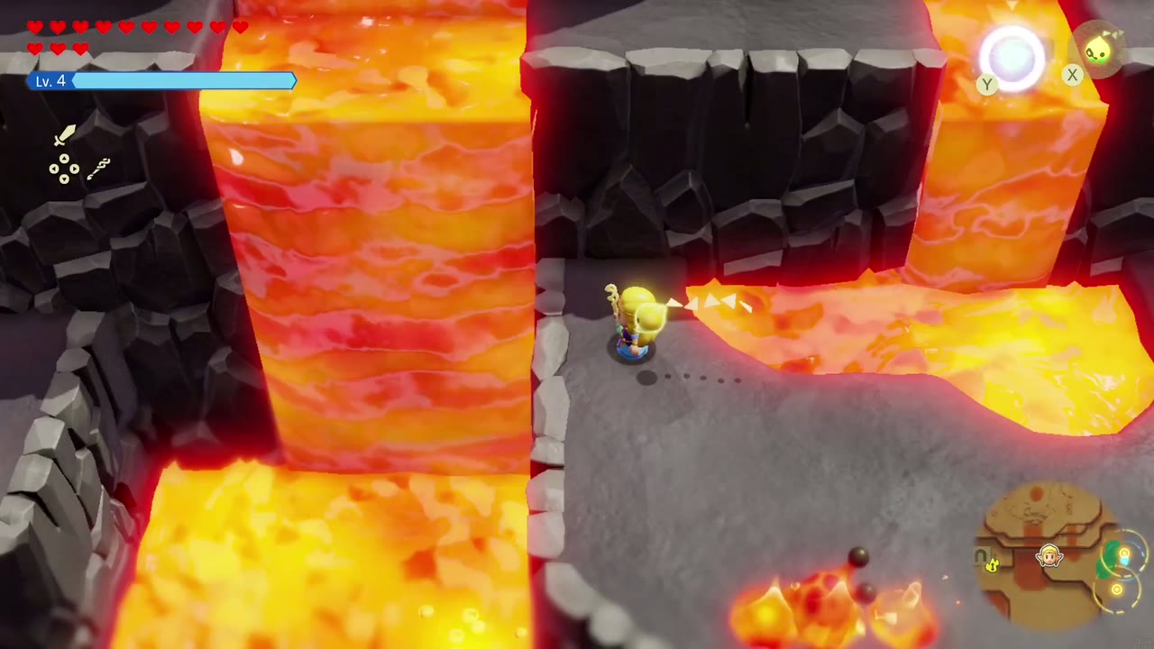 The Fireworks Artist - The Legend of Zelda: Echoes of Wisdom Walkthrough 12 A broad lavafall cuts across the stone path higher up Eldin Volcano.