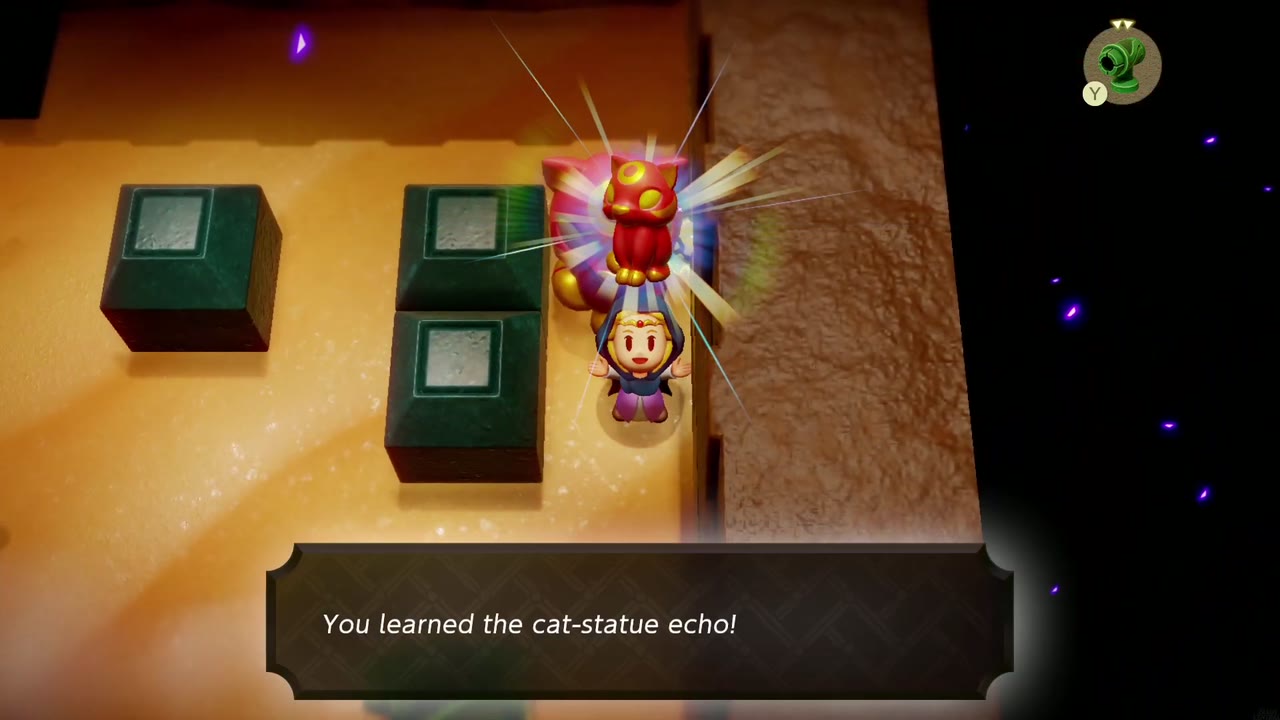 Gerudo Sanctum Dungeon - The Legend of Zelda: Echoes of Wisdom Walkthrough 85 Zelda learns the Cat Statue echo from a red cat statue on entering the sanctum's cat statue room.