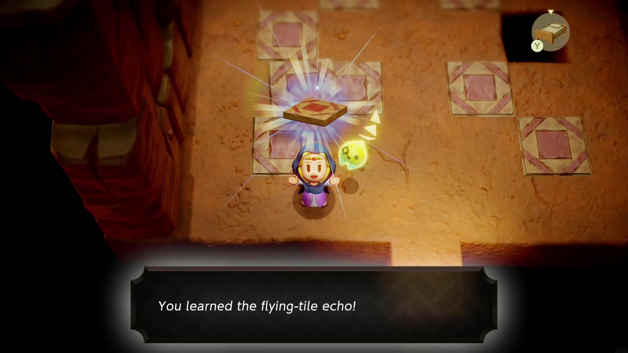 A Rift in the Gerudo Desert - The Legend of Zelda: Echoes of Wisdom Walkthrough 111 Zelda learns the Flying Tile echo after breaking a tile in the canyon cave.