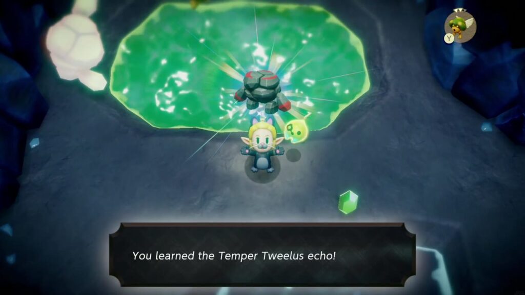 Hebra Mountain: A Rift on Holy Mount Lanayru - The Legend of Zelda: Echoes of Wisdom Walkthrough 82 Zelda learns the Temper Tweelus echo in the cave room with the glowing green pool.
