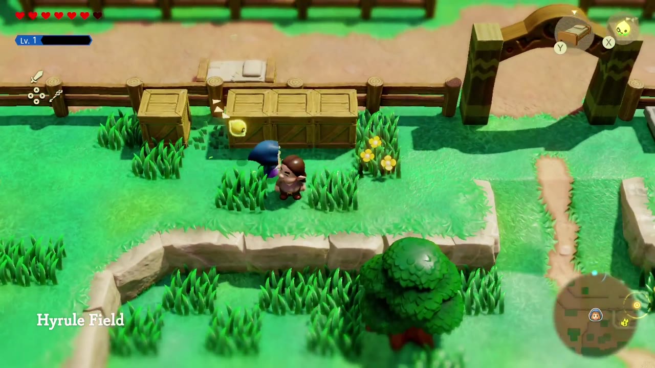 Runaway Horse - The Legend of Zelda: Echoes of Wisdom Walkthrough 6 Zelda leaves the ranch through its wooden archway gate as the Hyrule Field name appears.