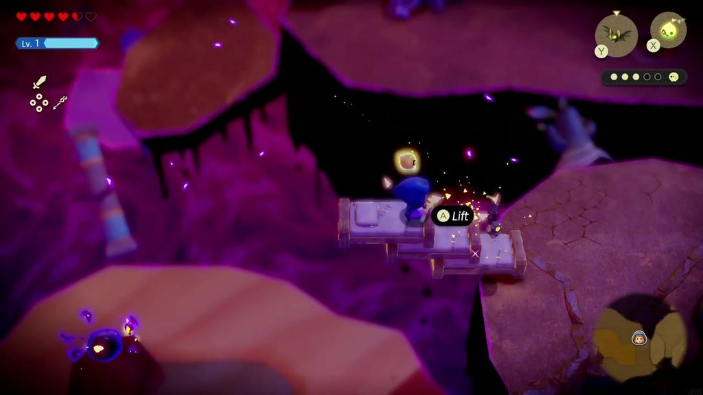A Rift in the Gerudo Desert - The Legend of Zelda: Echoes of Wisdom Walkthrough 80 A Keese echo lifts Zelda upward on a tower of bed echoes