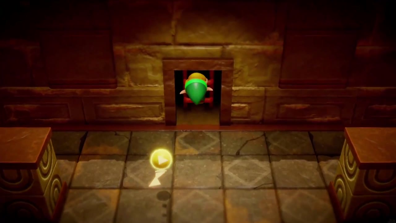 Gerudo Sanctum Dungeon - The Legend of Zelda: Echoes of Wisdom Walkthrough 4 A figure in a green tunic, Link, appears at the top of the hall's ladder in the Gerudo Sanctum.
