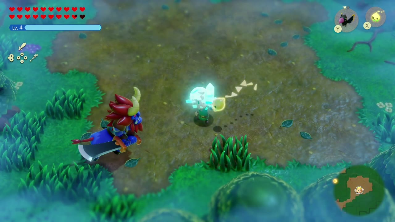 The Eternal Forest - The Legend of Zelda: Echoes of Wisdom Walkthrough 95 The Lynel charges at Zelda in Swordfighter Form across a muddy clearing in the Eternal Forest.