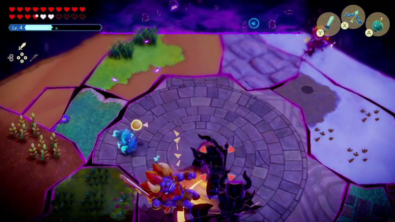 The Eternal Forest - The Legend of Zelda: Echoes of Wisdom Walkthrough 84 Zelda's own Lynel echo clashes with a shadowy Darknut summoned by the impostor in the boss arena.