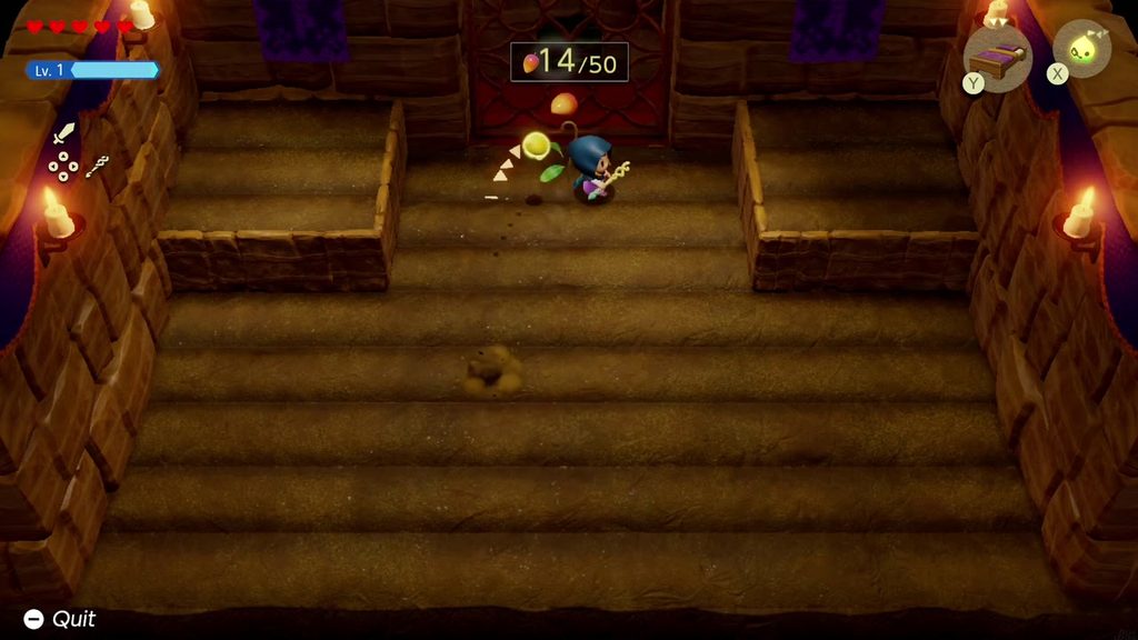 A Rift in the Gerudo Desert - The Legend of Zelda: Echoes of Wisdom Walkthrough 11 Mango Rush in the Tough Mango Plant Lab: Zelda harvests mangoes, the counter reading 14/50.