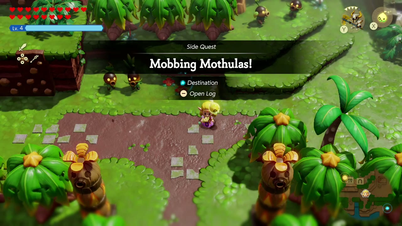 The Mobbing Mothulas! side-quest banner appears on the path outside Scrubton. The Mobbing Mothulas! side-quest banner appears on the path outside Scrubton.