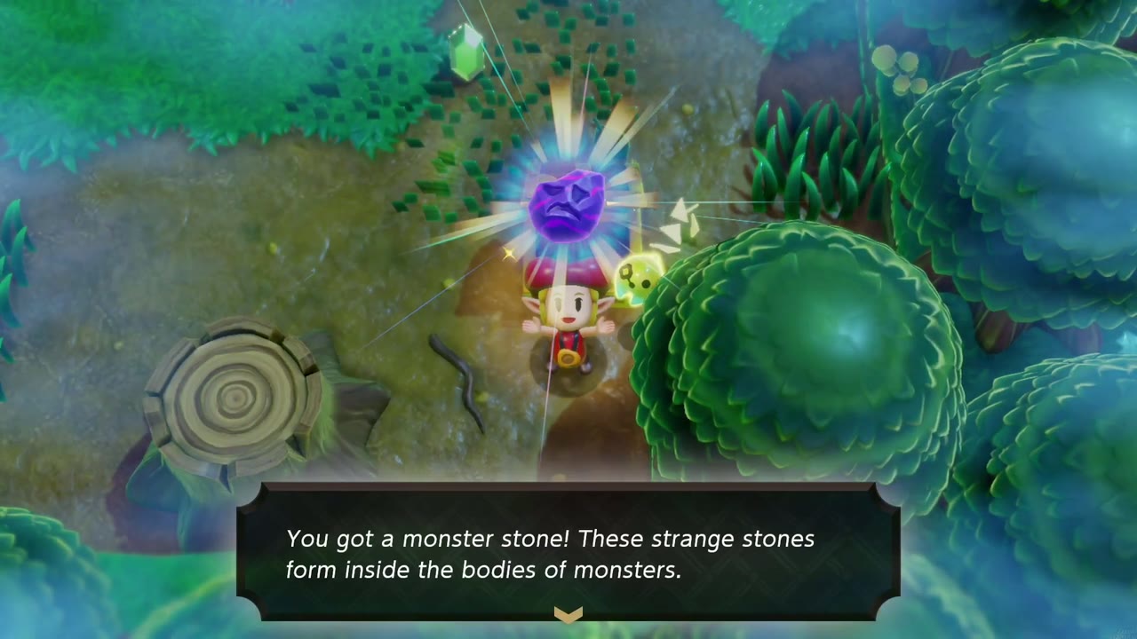The Eternal Forest - The Legend of Zelda: Echoes of Wisdom Walkthrough 17 Zelda holds up a Monster Stone from a chest in the Eternal Forest fog maze.