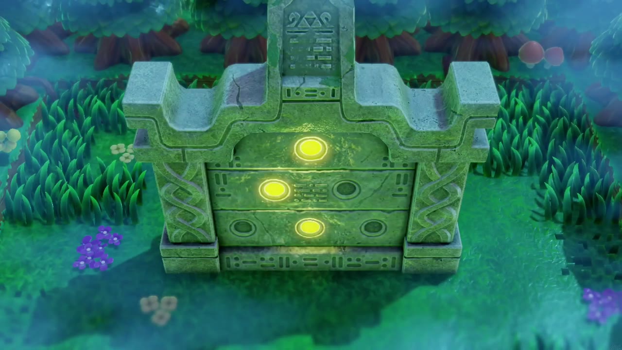 The Eternal Forest - The Legend of Zelda: Echoes of Wisdom Walkthrough 34 The monument with three circles lit: top, middle-left and bottom-middle.