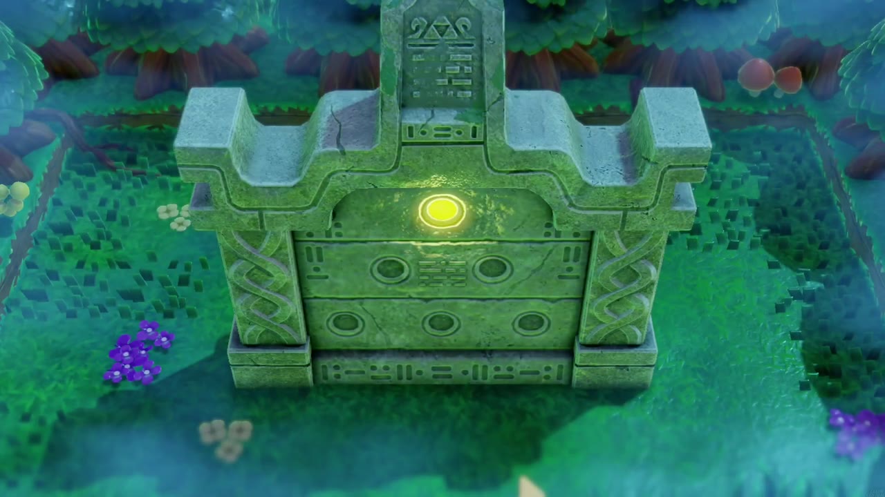 The Eternal Forest - The Legend of Zelda: Echoes of Wisdom Walkthrough 29 The orb monument with its top circle glowing after the first pedestal is crowned.