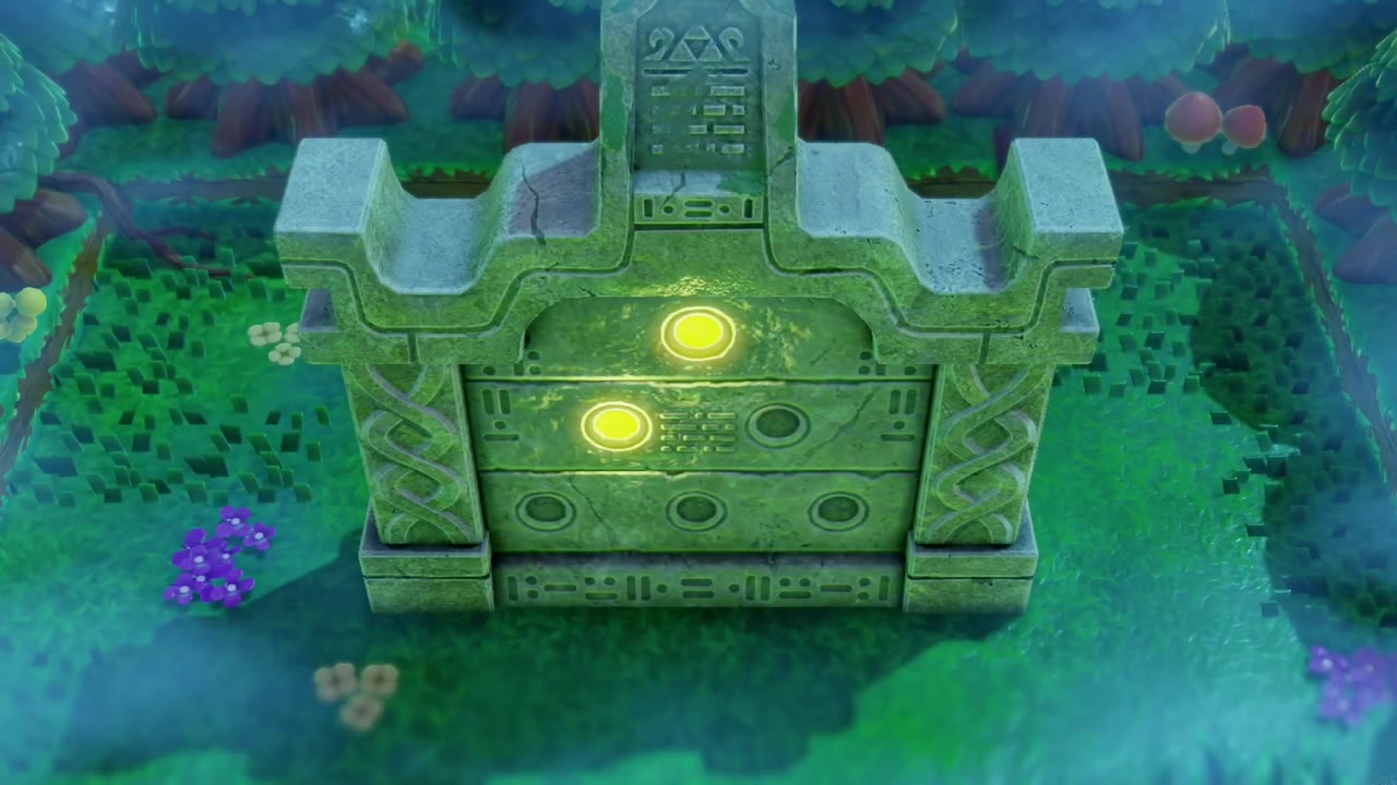 The Eternal Forest - The Legend of Zelda: Echoes of Wisdom Walkthrough 32 The monument now shows the top and middle-left circles lit, confirming the second Eternal Forest pedestal.