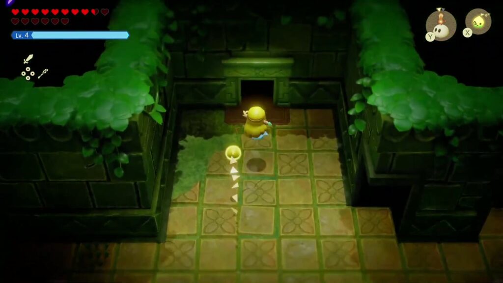 Faron Temple Dungeon - The Legend of Zelda: Echoes of Wisdom Walkthrough 4 With both floor switches held down, the north doorway opens and Zelda heads into the dark rooms beyond.