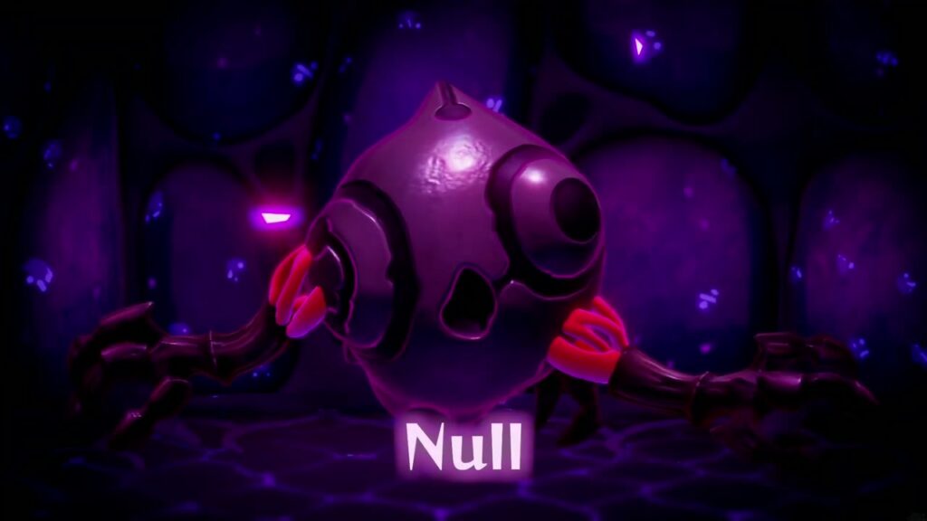 Null's Body: Final Dungeon - The Legend of Zelda: Echoes of Wisdom Walkthrough 31 Null's boss title card: a dark orb with clawed arms looms over the arena at the start of the final fight.