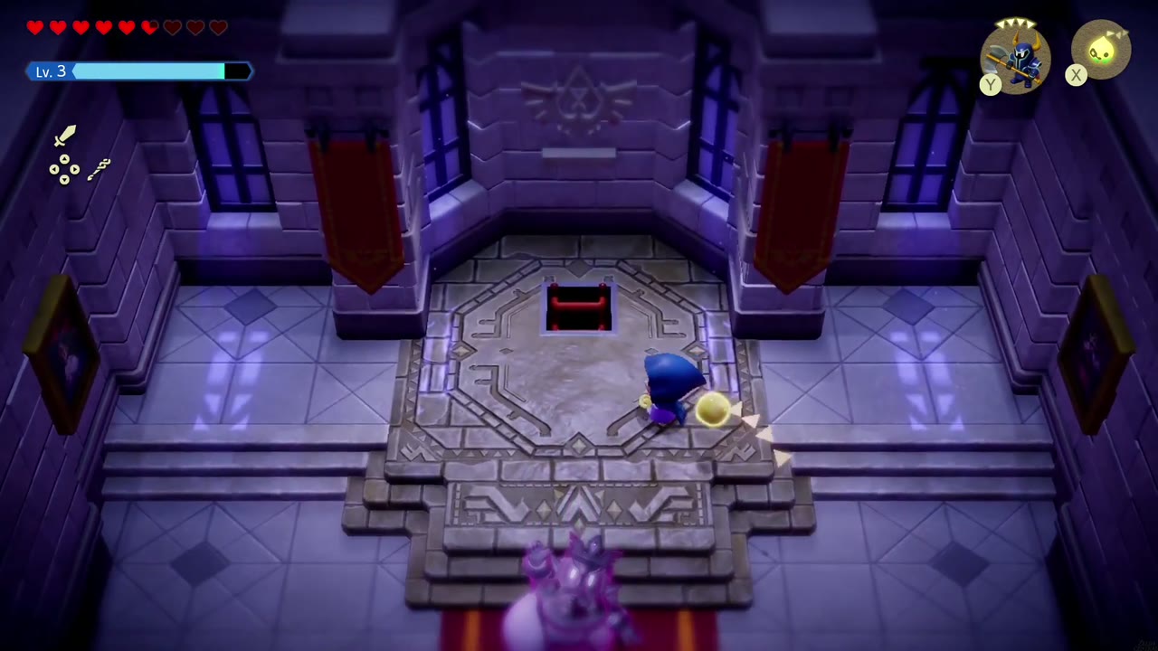 Hyrule Castle: Still Missing - The Legend of Zelda: Echoes of Wisdom Walkthrough 41 With the throne moved, an opening in the floor of the throne platform leads down.