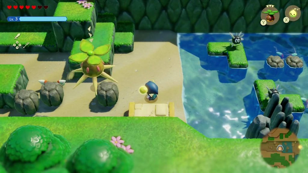 The Jabul Waters Rift - The Legend of Zelda: Echoes of Wisdom Walkthrough 5 Zelda's Peahat echo hovers by the pond where Bubble Kelp sits underwater.