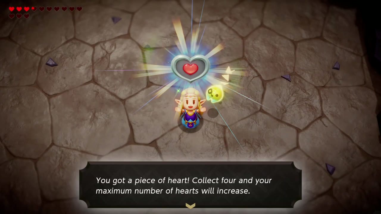 A Mountainous Mystery - The Legend of Zelda: Echoes of Wisdom Walkthrough 34 Zelda holds up the Piece of Heart left behind by the flame giant.