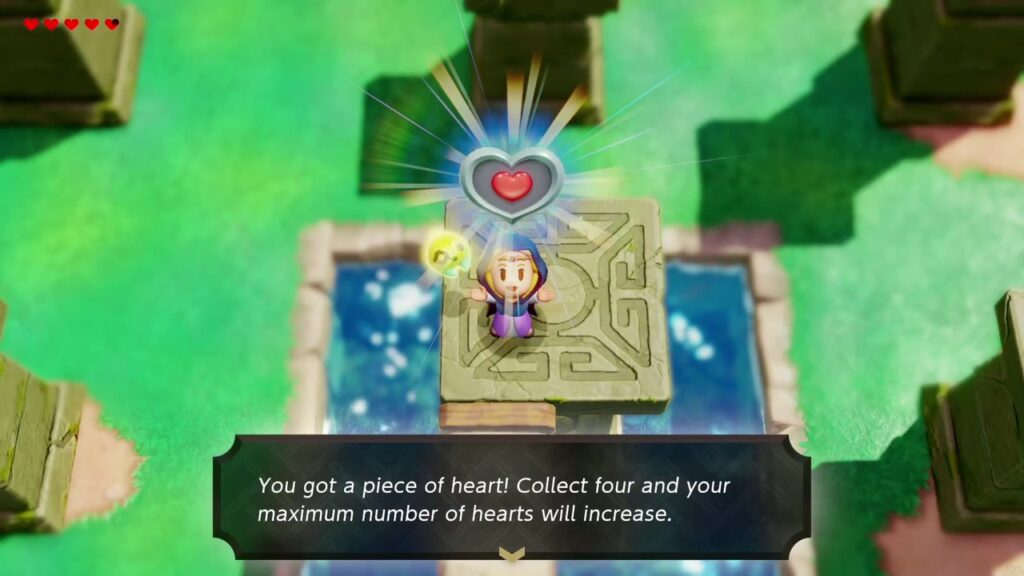 Zelda hält das Herzteil auf der Säule des Teichs in der Suthorn-Prärie hoch.