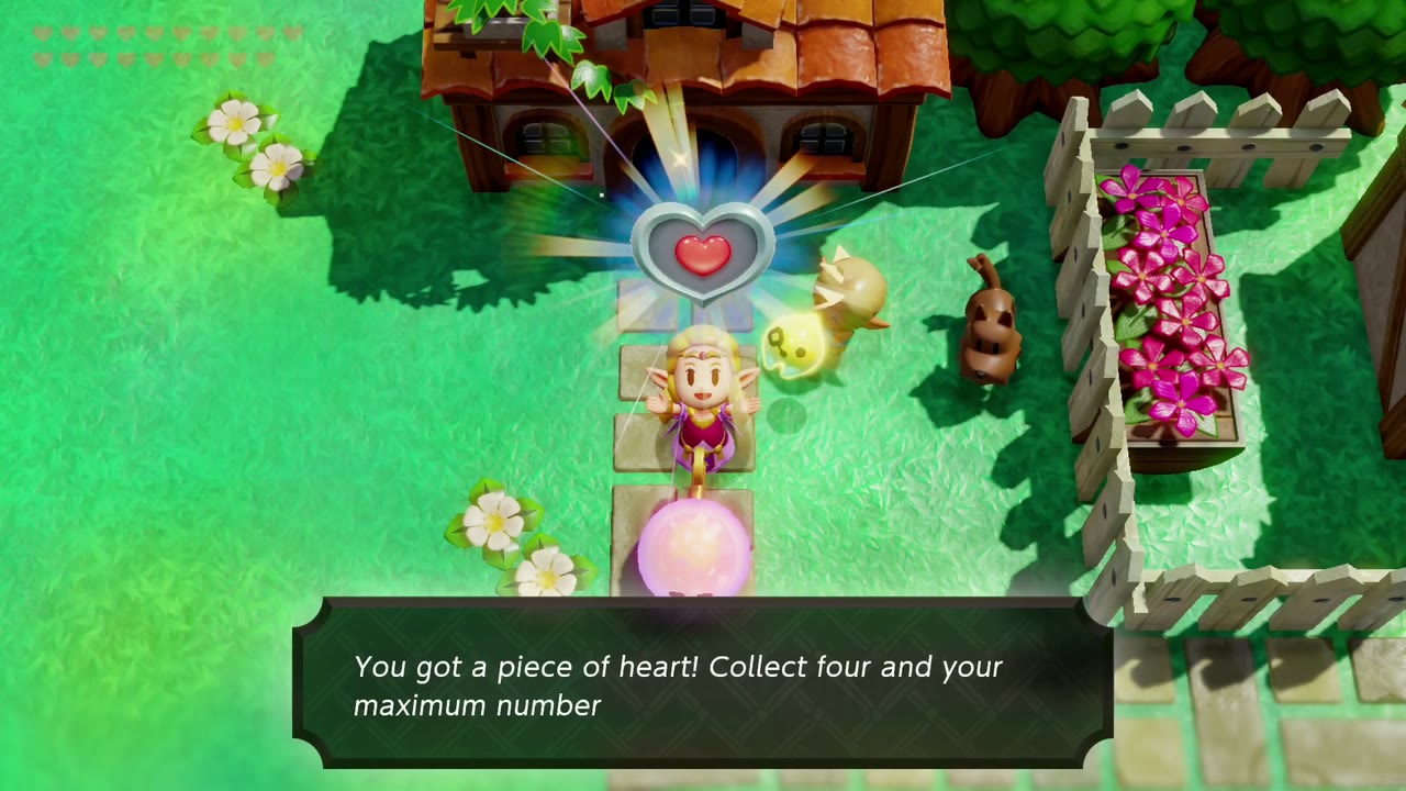 Zelda holds up the Piece of Heart for showing the boy a Gizmol in An Out-There Zol Zelda holds up the Piece of Heart for showing the boy a Gizmol in An Out-There Zol