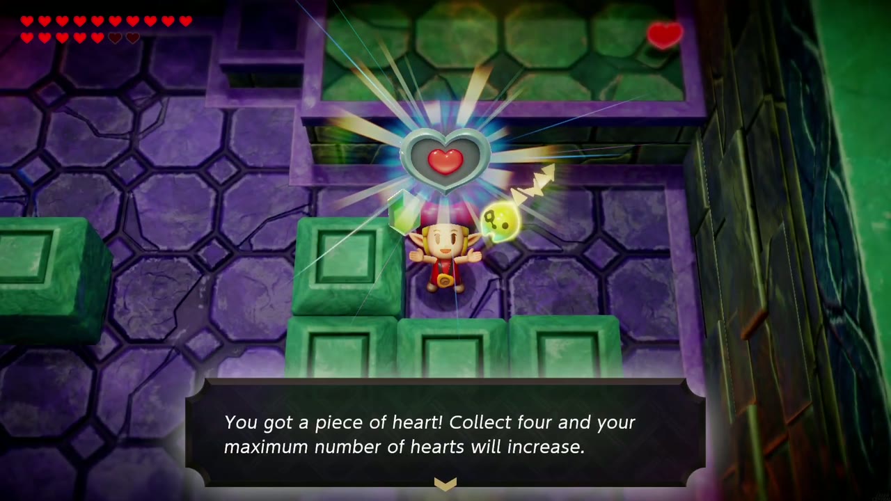 Zelda holds up a Piece of Heart after driving off Smog in the ruins. Zelda holds up a Piece of Heart after driving off Smog in the ruins.