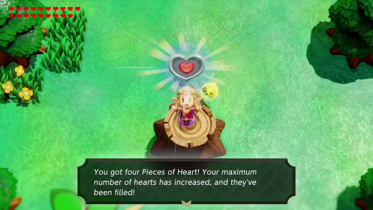 Hyrule Castle: Still Missing - The Legend of Zelda: Echoes of Wisdom Walkthrough 135 Zelda stands on the tree stump holding the Piece of Heart that completes a new Heart Container.
