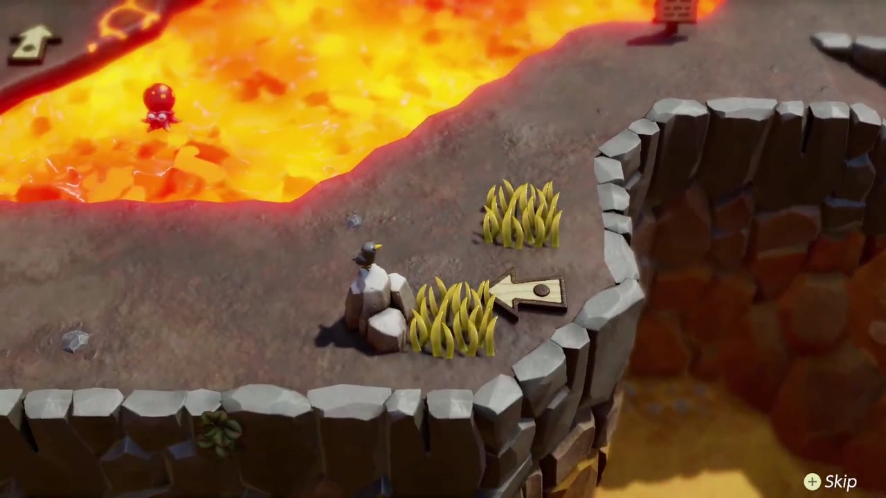 Ready? Set? Goron! - The Legend of Zelda: Echoes of Wisdom Walkthrough 6 The preview shows arrows on the ground marking turns between the lava pools.