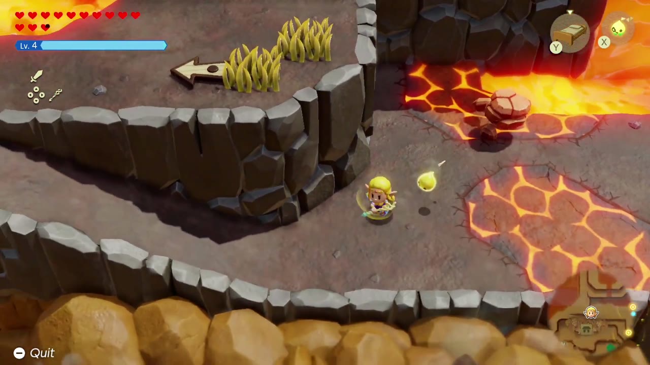 Zelda races the Goron along the lava paths of Eldin Volcano. Zelda races the Goron along the lava paths of Eldin Volcano.