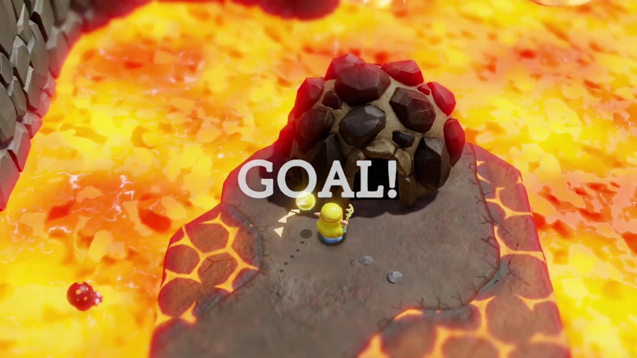 Ready? Set? Goron! - The Legend of Zelda: Echoes of Wisdom Walkthrough 19 Zelda wins the rematch and GOAL! appears at the flag on the rock island.