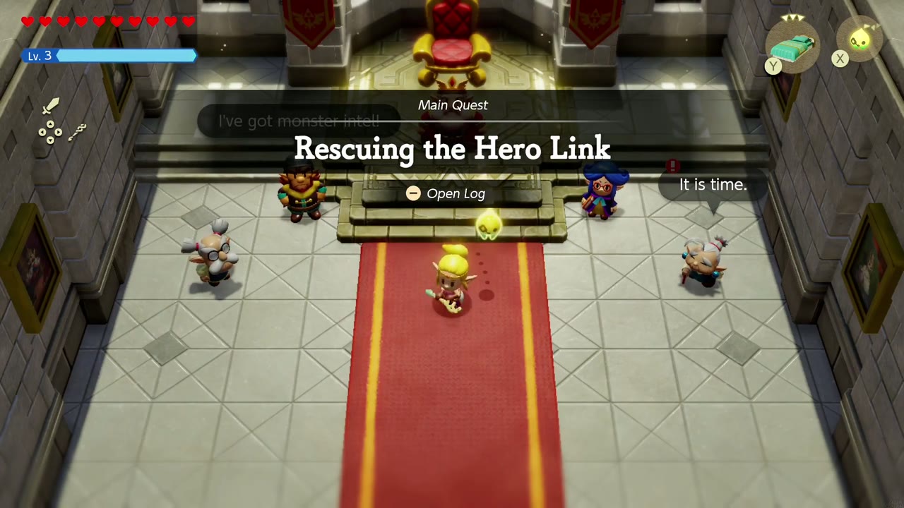 Hyrule Castle: Still Missing - The Legend of Zelda: Echoes of Wisdom Walkthrough 127 A second main quest banner, "Rescuing the Hero Link", starts alongside Lands of the Goddesses.