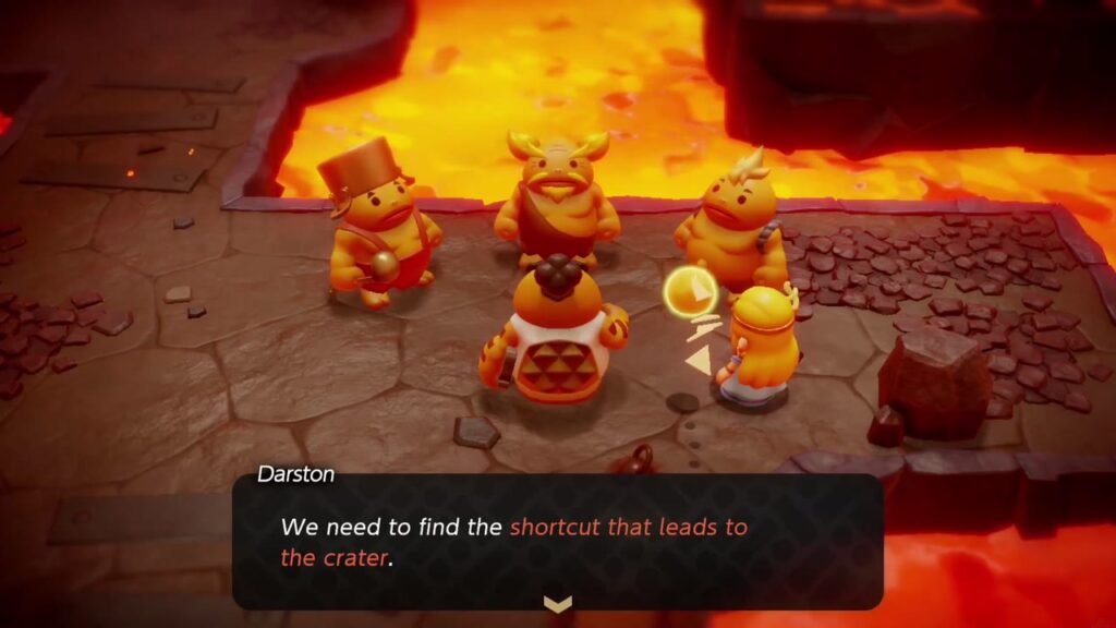 The Rift on Eldin Volcano - The Legend of Zelda: Echoes of Wisdom Walkthrough 60 The revived Gorons and Elder Gol gather with Darston, who still needs the shortcut to the crater.
