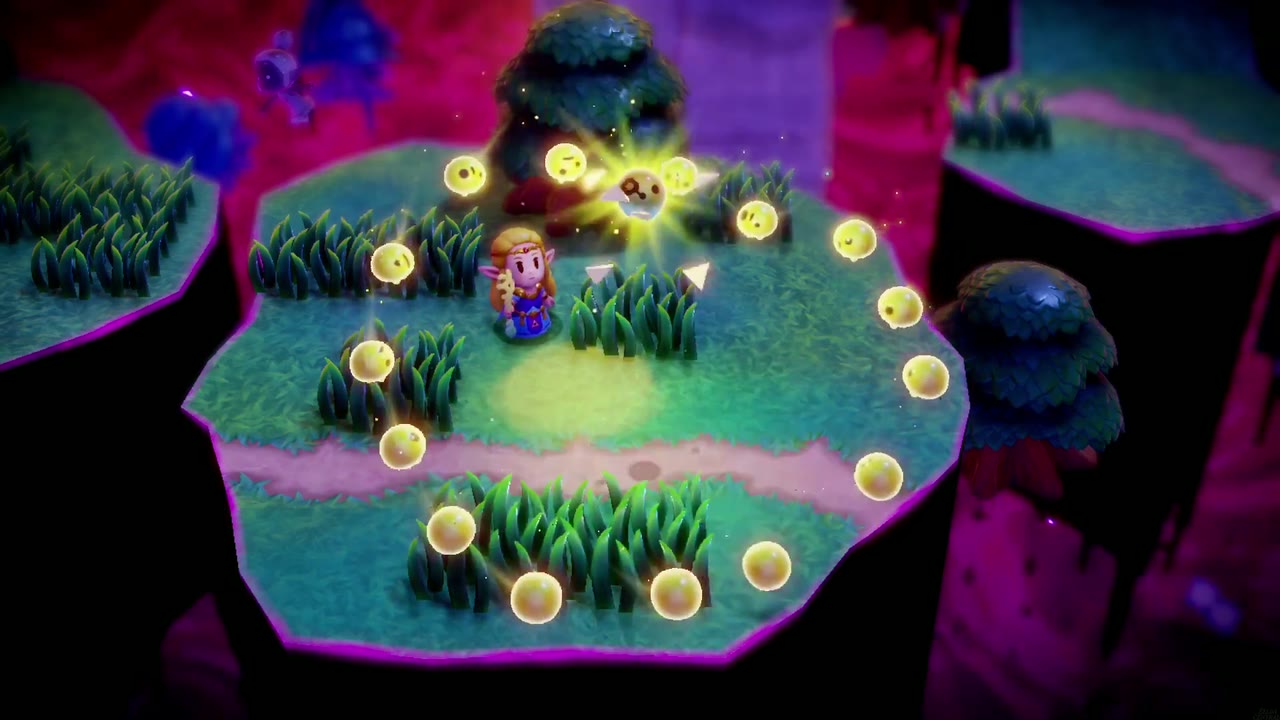 A ring of golden orbs circles Zelda as the Stilled Southern Hyrule Field rift is mended. A ring of golden orbs circles Zelda as the Stilled Southern Hyrule Field rift is mended.