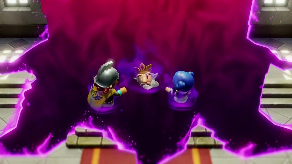 A rift behind the throne swallows the King of Hyrule, General Wright and Minister Lefte