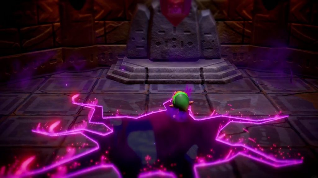 A purple rift tears open across the throne room floor and swallows Link
