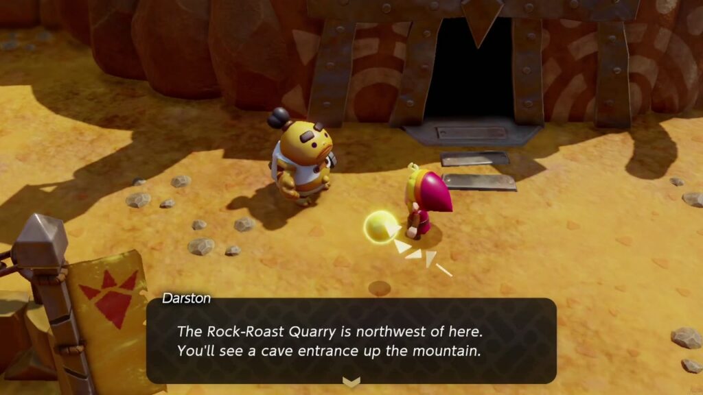 The Rift on Eldin Volcano - The Legend of Zelda: Echoes of Wisdom Walkthrough 39 Darston says Rock-Roast Quarry is a cave entrance up the mountain, northwest of Goron City.