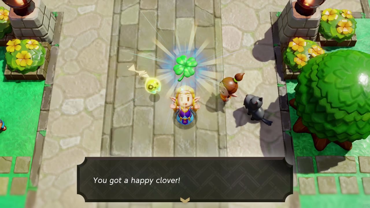 From the Heart: Zelda holds up the Happy Clover that Romi gave her in Castle Town. From the Heart: Zelda holds up the Happy Clover that Romi gave her in Castle Town.