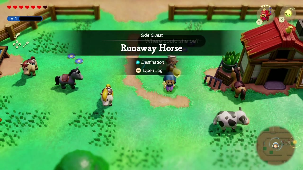 Runaway Horse - The Legend of Zelda: Echoes of Wisdom Walkthrough 5 The Runaway Horse side quest banner appears at Hyrule Ranch.