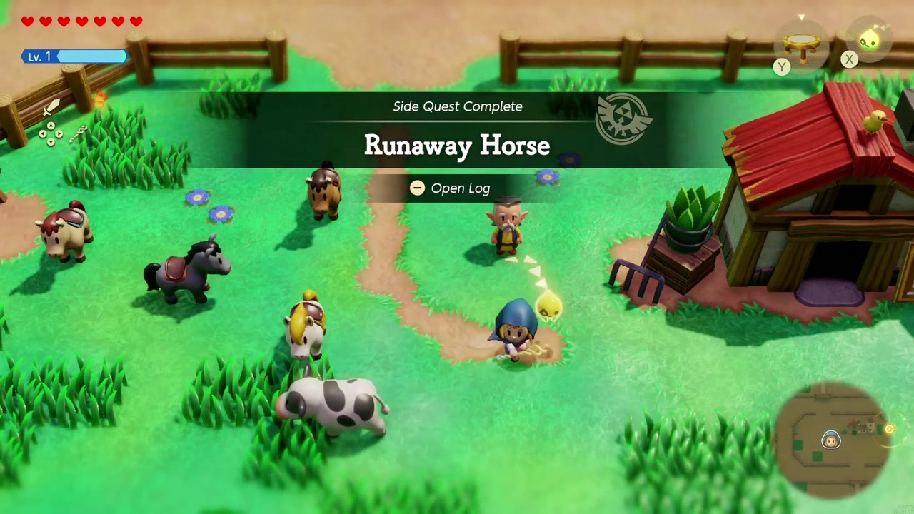 Runaway Horse - The Legend of Zelda: Echoes of Wisdom Walkthrough 22 The Side Quest Complete banner for Runaway Horse appears at Hyrule Ranch.