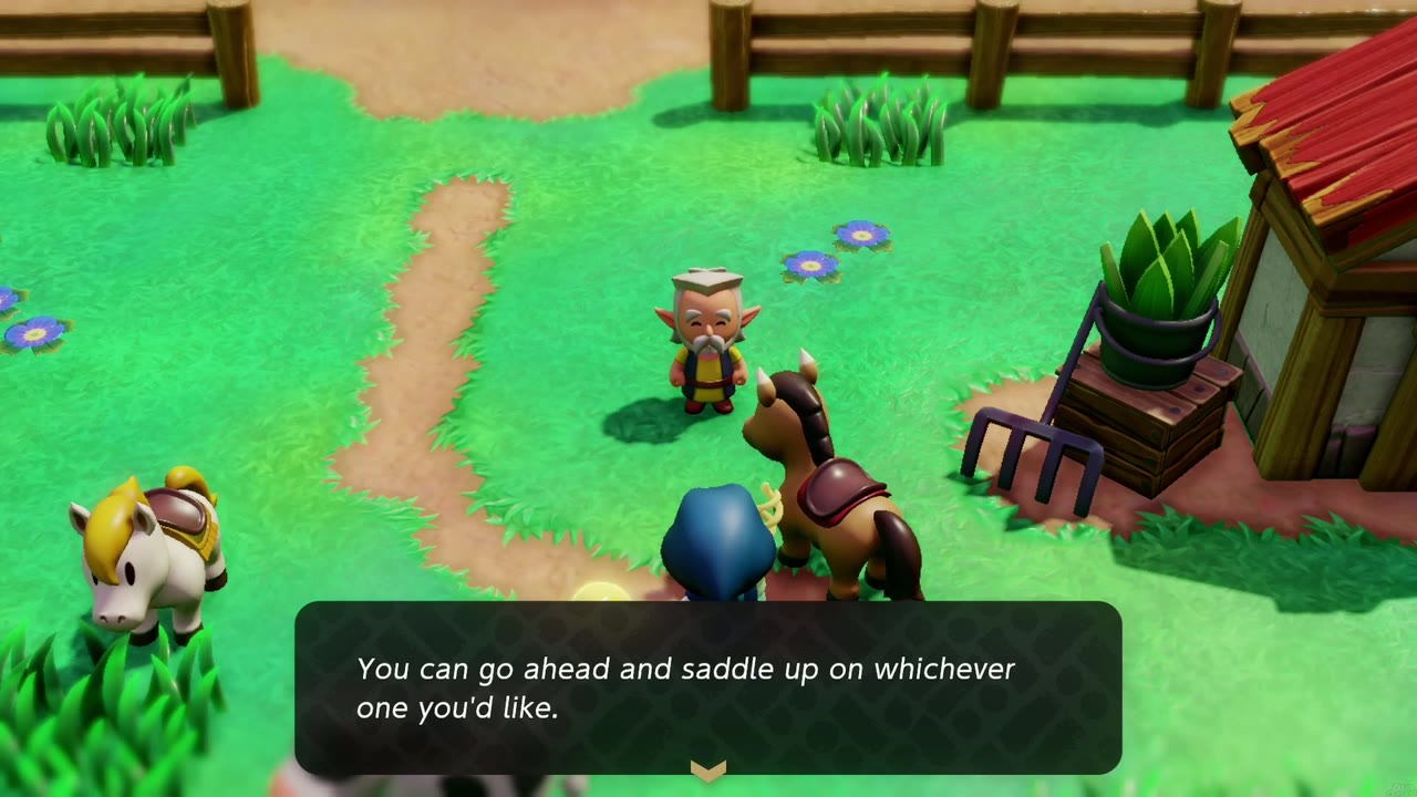 Runaway Horse - The Legend of Zelda: Echoes of Wisdom Walkthrough 21 The rancher tells Zelda she can saddle up on whichever horse she'd like.