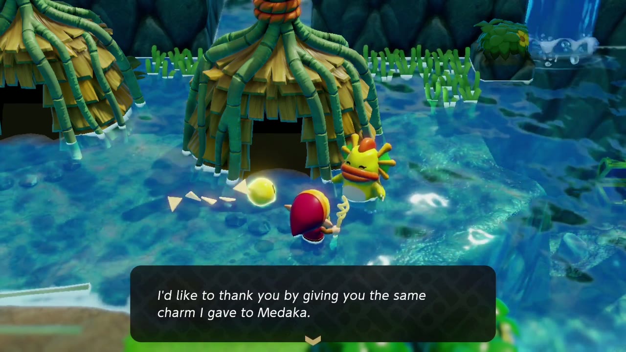 Die Mutter bietet Zelda denselben Talisman an, den sie ihrem Sohn Medaka gegeben hat. Die Mutter bietet Zelda denselben Talisman an, den sie ihrem Sohn Medaka gegeben hat.
