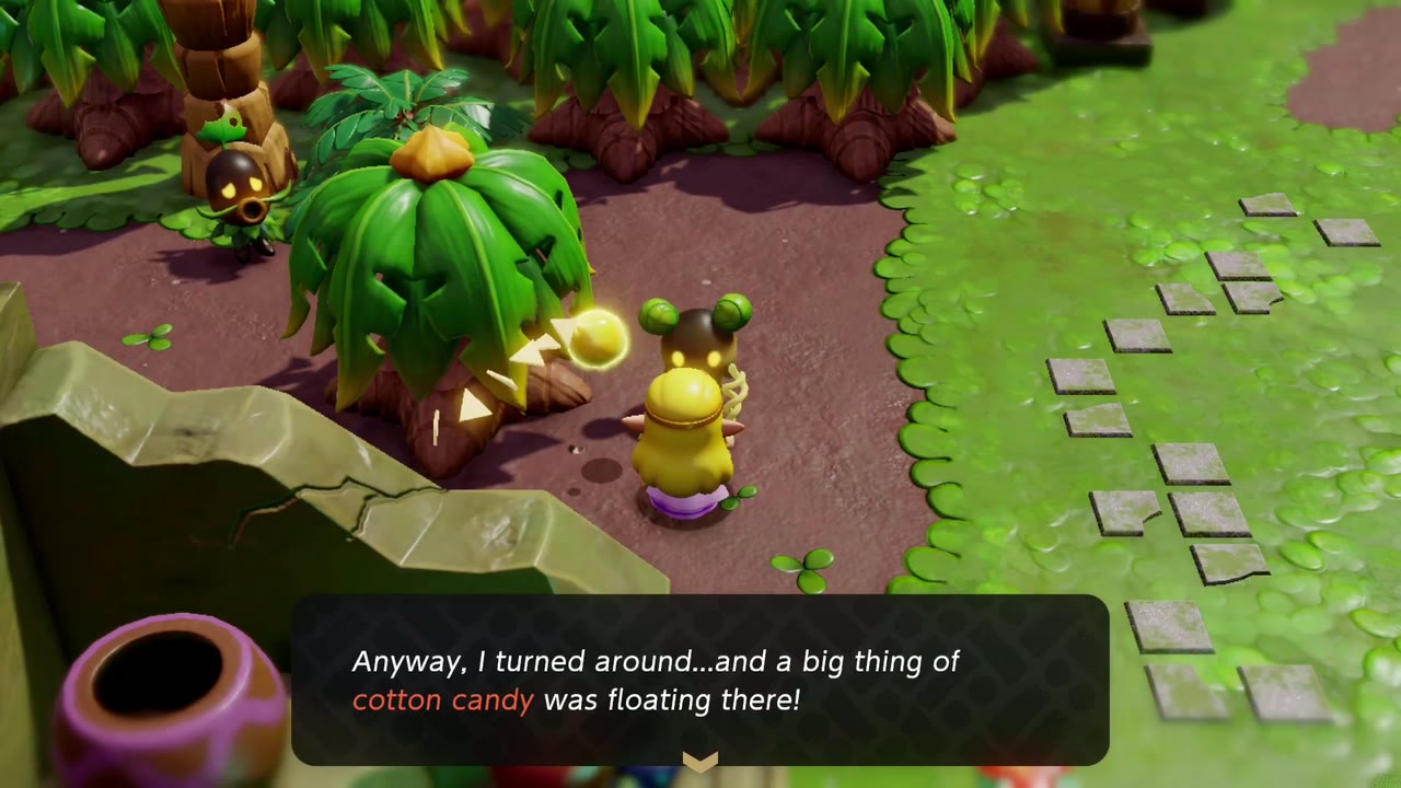 A Scrubton Deku Scrub says he saw a big thing of cotton candy floating, starting Cotton-Candy Hunt. A Scrubton Deku Scrub says he saw a big thing of cotton candy floating, starting Cotton-Candy Hunt.