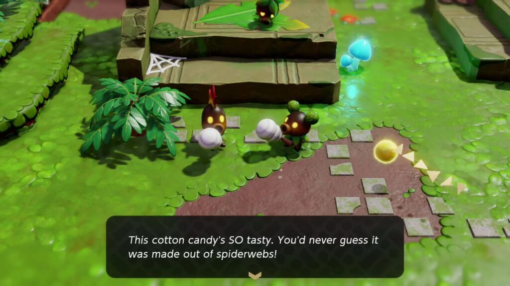 A Rift in the Faron Wetlands - The Legend of Zelda: Echoes of Wisdom Walkthrough 16 Scrubton Deku Scrubs eat cotton candy that one admits is made out of spiderwebs.