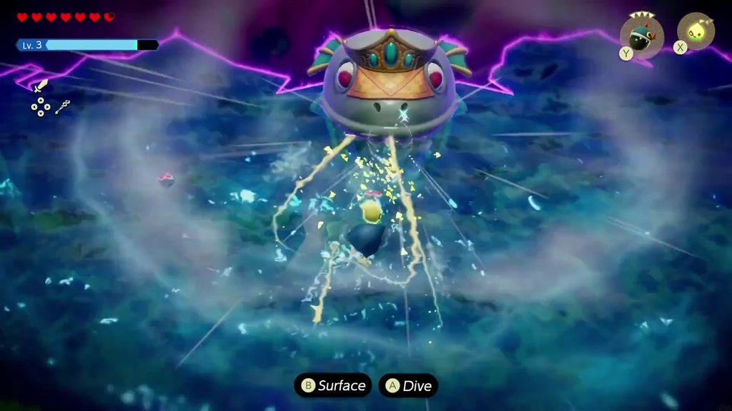 The Jabul Waters Rift - The Legend of Zelda: Echoes of Wisdom Walkthrough 61 On the next inhale, Zelda drops a Bombfish echo into the current for Jabu-Jabu to swallow.