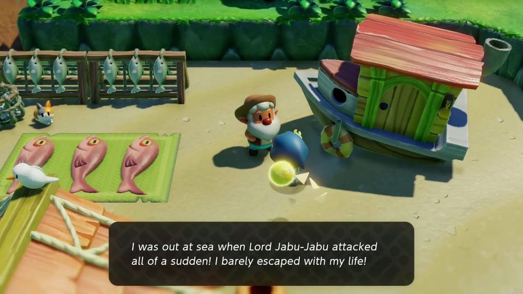 The Jabul Waters Rift - The Legend of Zelda: Echoes of Wisdom Walkthrough 9 Seesyde fisherman by his boat says Lord Jabu-Jabu attacked him out at sea.