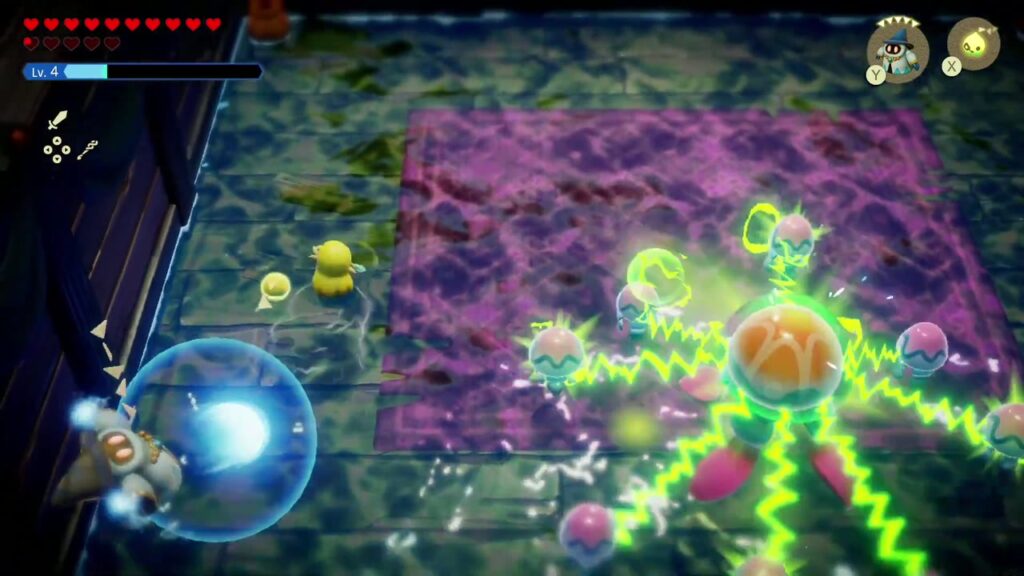 A Rift in the Faron Wetlands - The Legend of Zelda: Echoes of Wisdom Walkthrough 77 Zelda's echoes fight the giant electric jellyfish monster on the purple floor deep in the shipwreck.