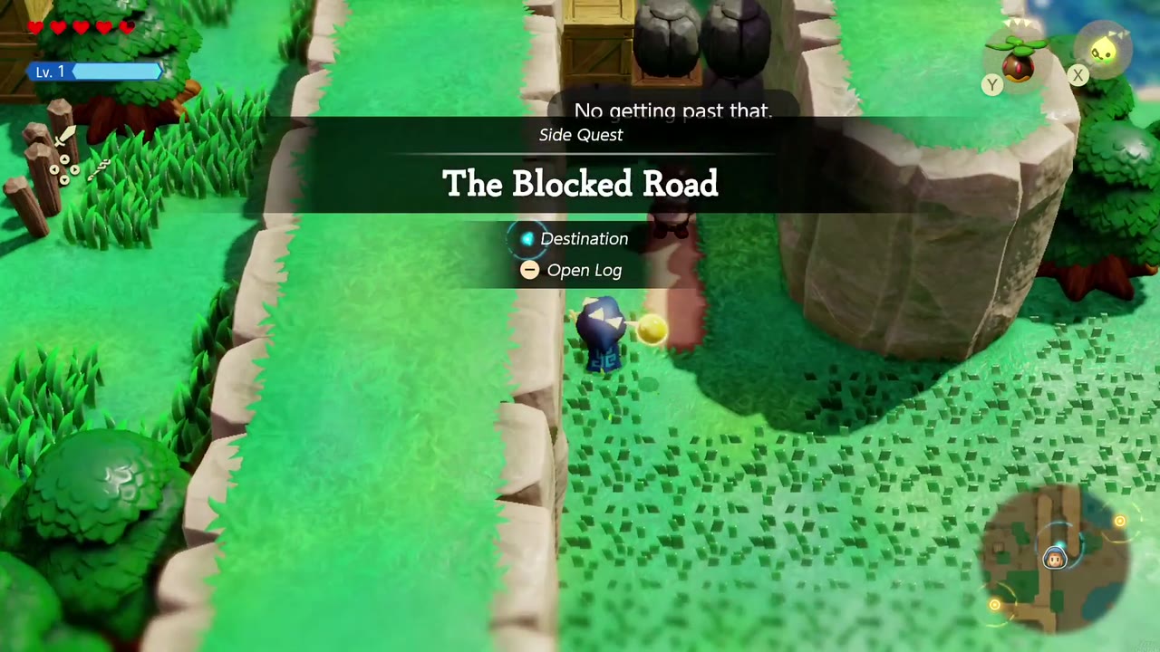 A "Side Quest" banner appears as The Blocked Road begins on the Suthorn Prairie path. A "Side Quest" banner appears as The Blocked Road begins on the Suthorn Prairie path.