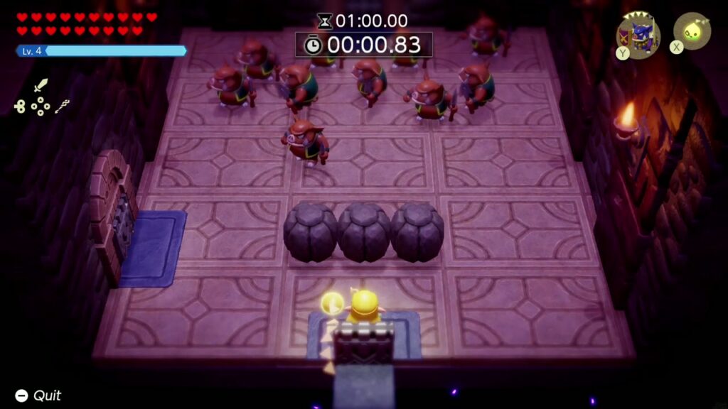 Automatons 46 Slumber Dojo dream training Moblins' Revenge: a crowd of Moblins at the start, 1:00 goal