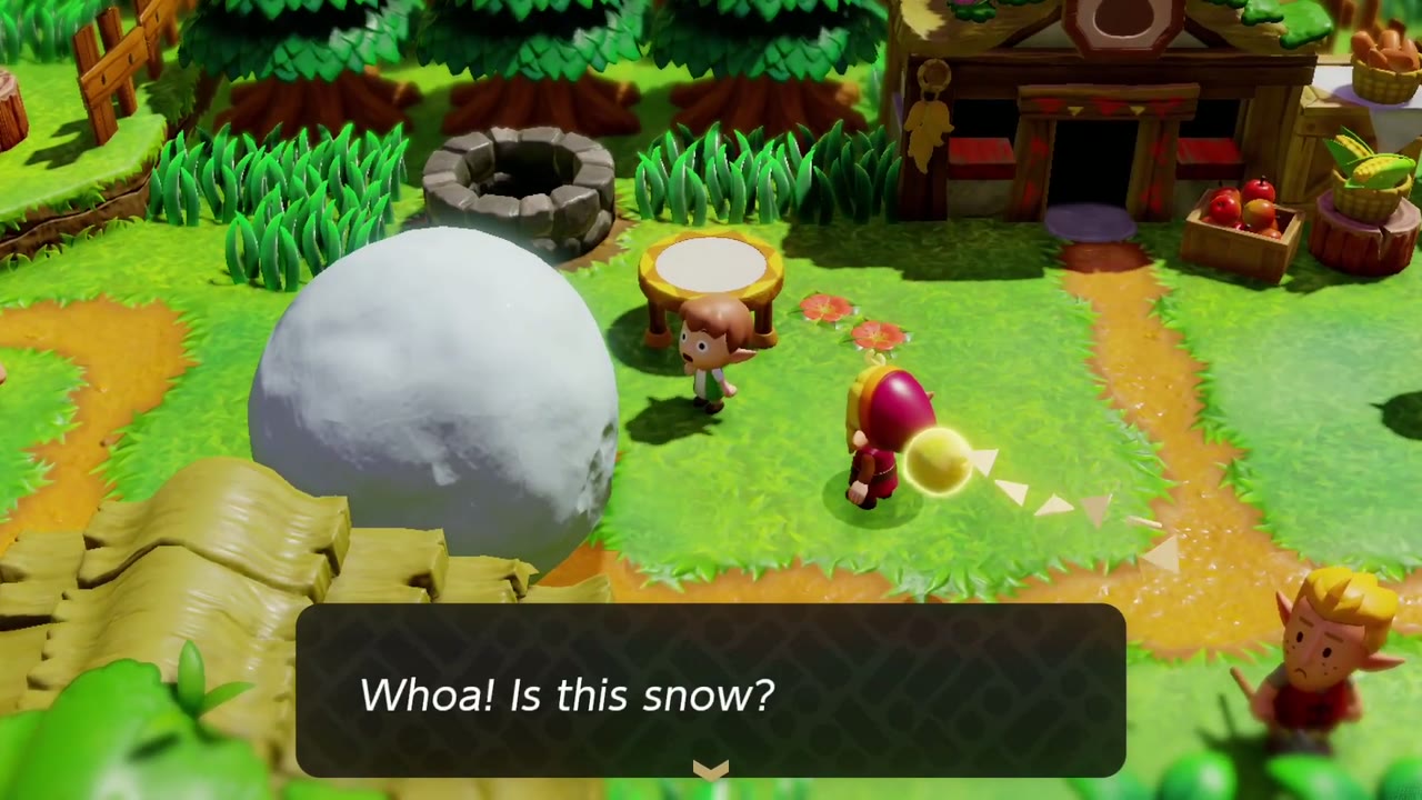 A giant Snowball echo placed beside the Suthorn Village child: "Whoa! Is this snow?" A giant Snowball echo placed beside the Suthorn Village child: "Whoa! Is this snow?"